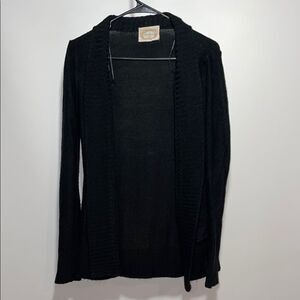 Ambiance Black Knit Open-Front Cardigan